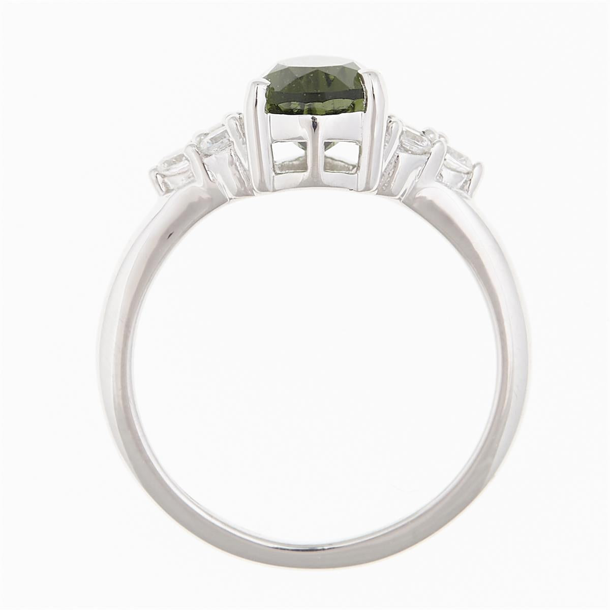 Silver ring mit moldavite and zircons R10