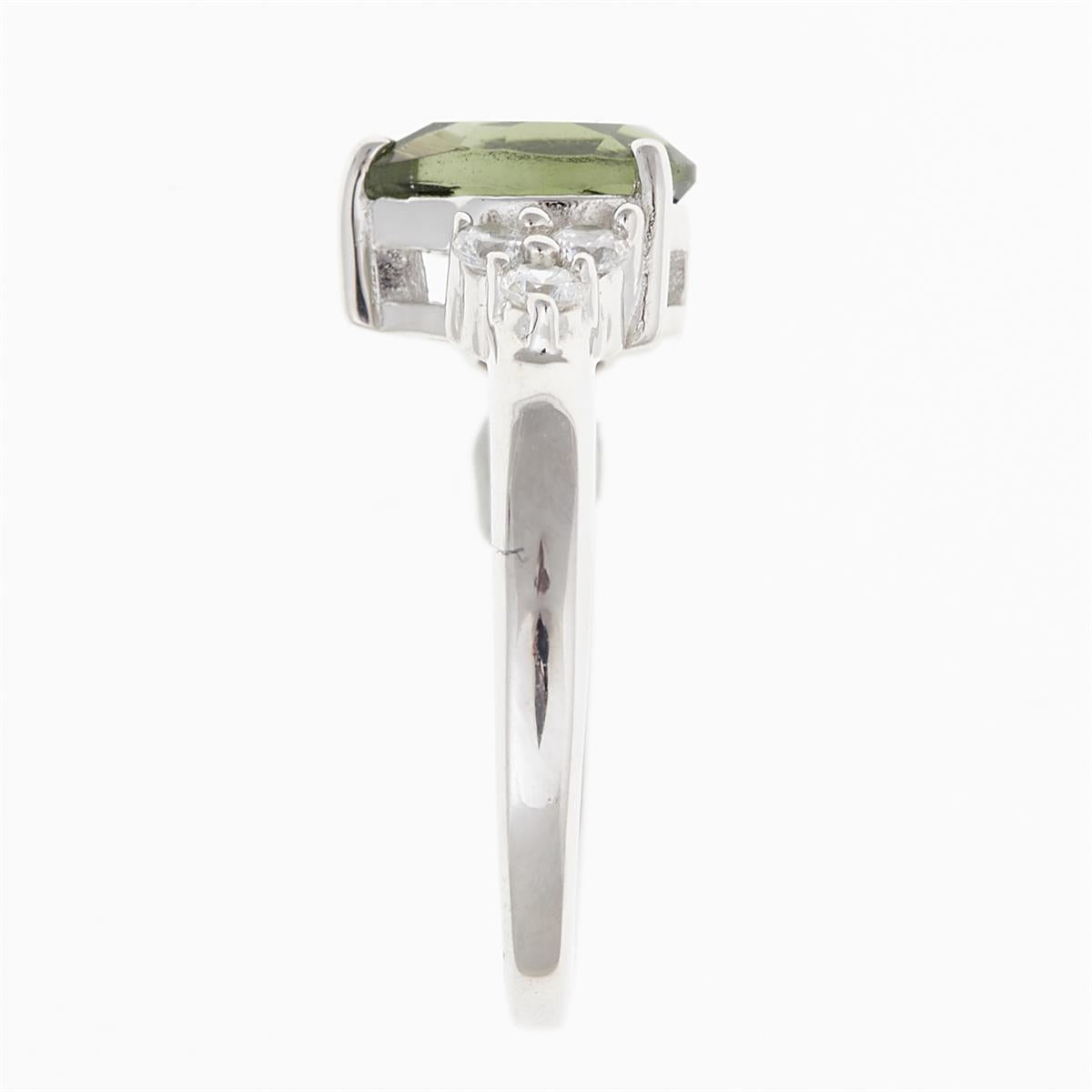 Silver ring mit moldavite and zircons R10