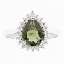 Anello Argento con moldavite e zirconi R11