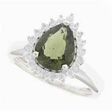 Anello Argento con moldavite e zirconi R11