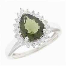 Anello Argento con moldavite e zirconi R11