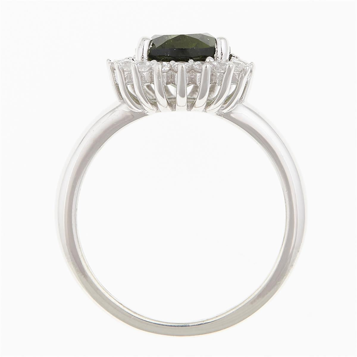 Silver ring mit moldavite and zircons R11