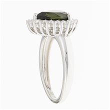 Silver ring mit moldavite and zircons R11