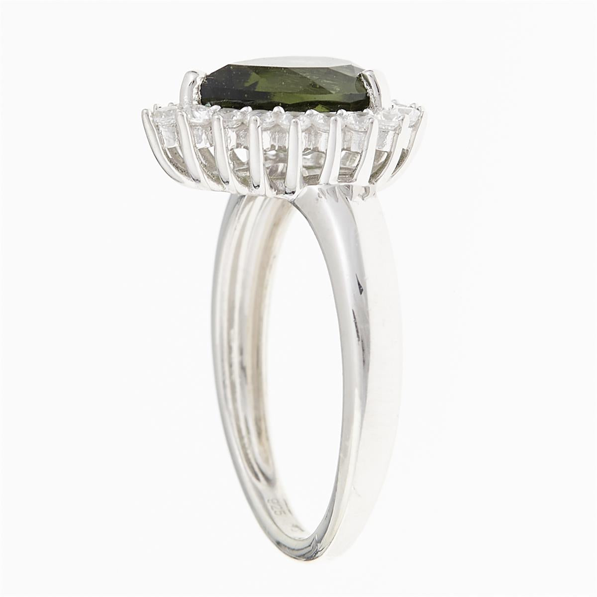 Silver ring mit moldavite and zircons R11