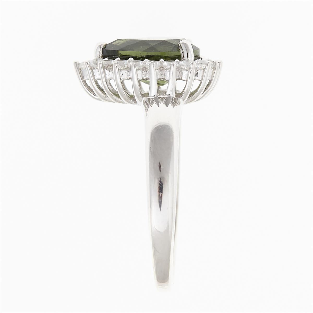 Silver ring mit moldavite and zircons R11
