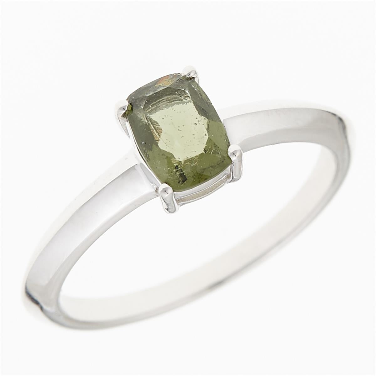 Silver ring with moldavite R12