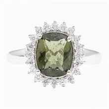 Silver ring with moldavite and zirconia R13