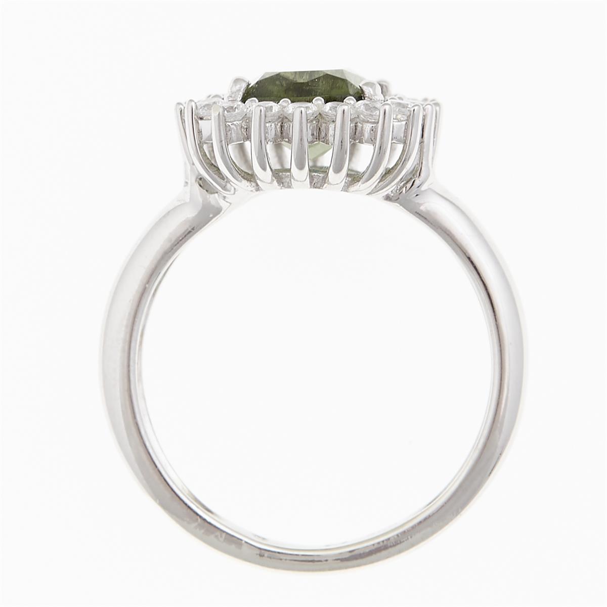 Silver ring with moldavite and zirconia R13