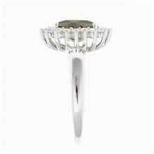 Silver ring with moldavite and zirconia R13