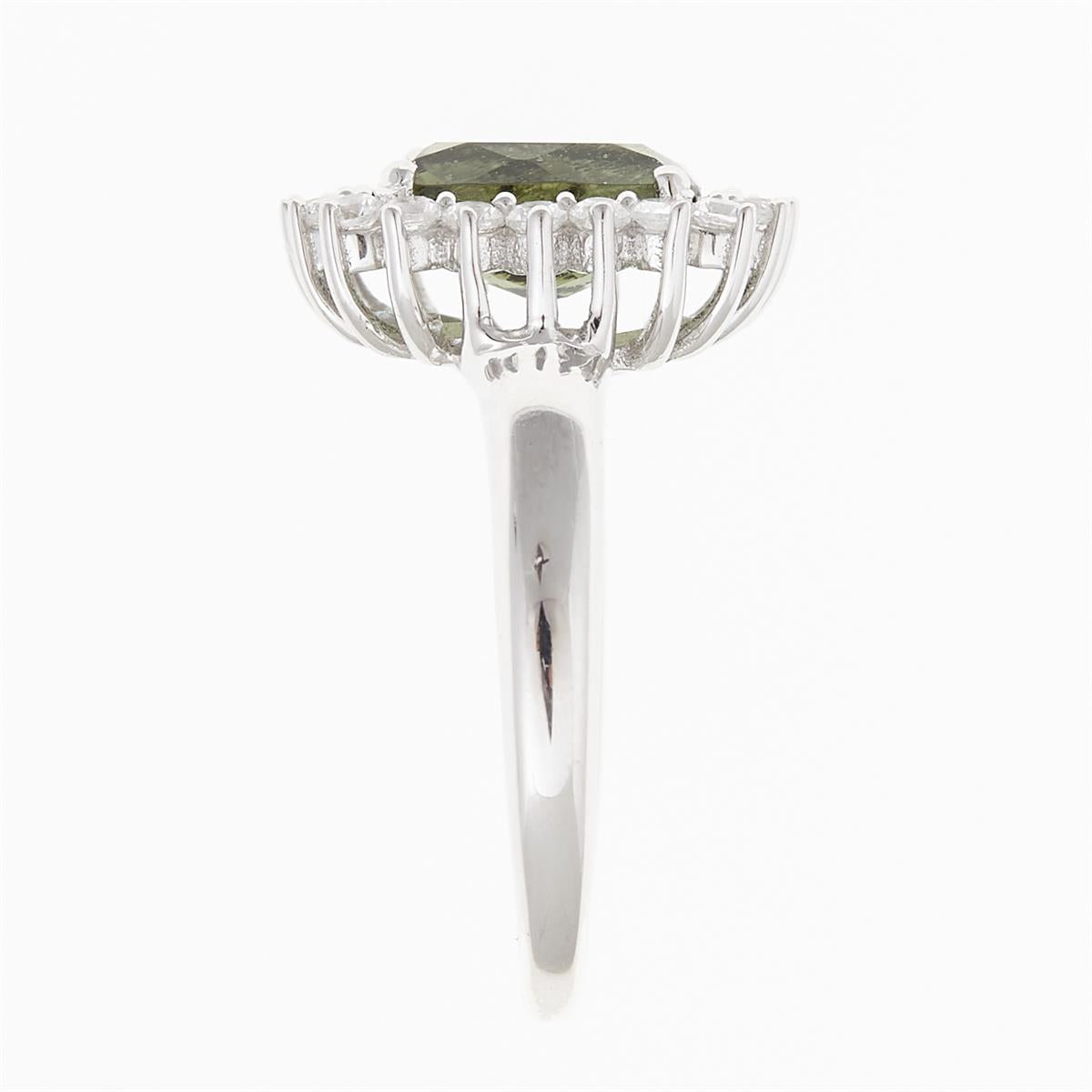 Silver ring with moldavite and zirconia R13