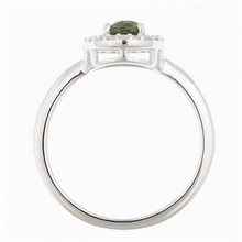 Anello in argento con moldavite e zirconi R14