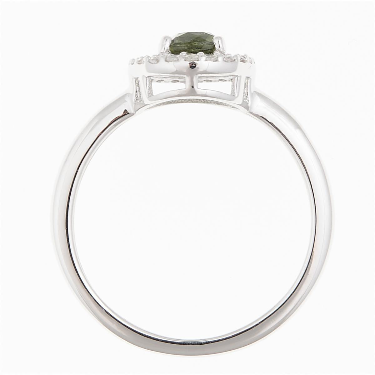 Silver ring with moldavite and zirconia R14
