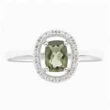 Anello in argento con moldavite e zirconi R14