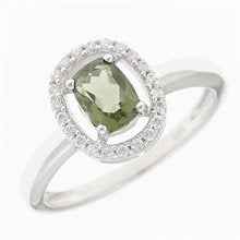 Anello in argento con moldavite e zirconi R14