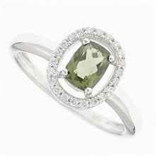 Anello in argento con moldavite e zirconi R14