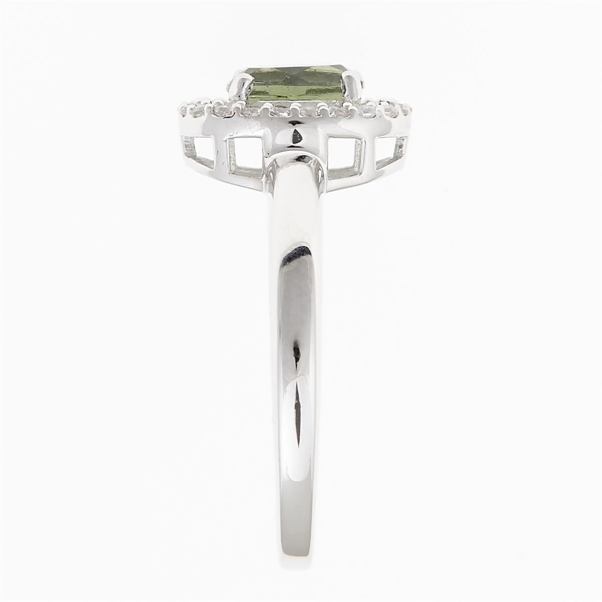 Silver ring with moldavite and zirconia R14