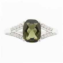 Anello in argento con moldavite e zirconi R15