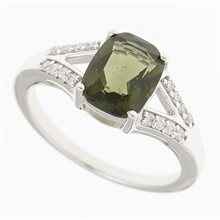 Anello in argento con moldavite e zirconi R15