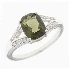 Anello in argento con moldavite e zirconi R15