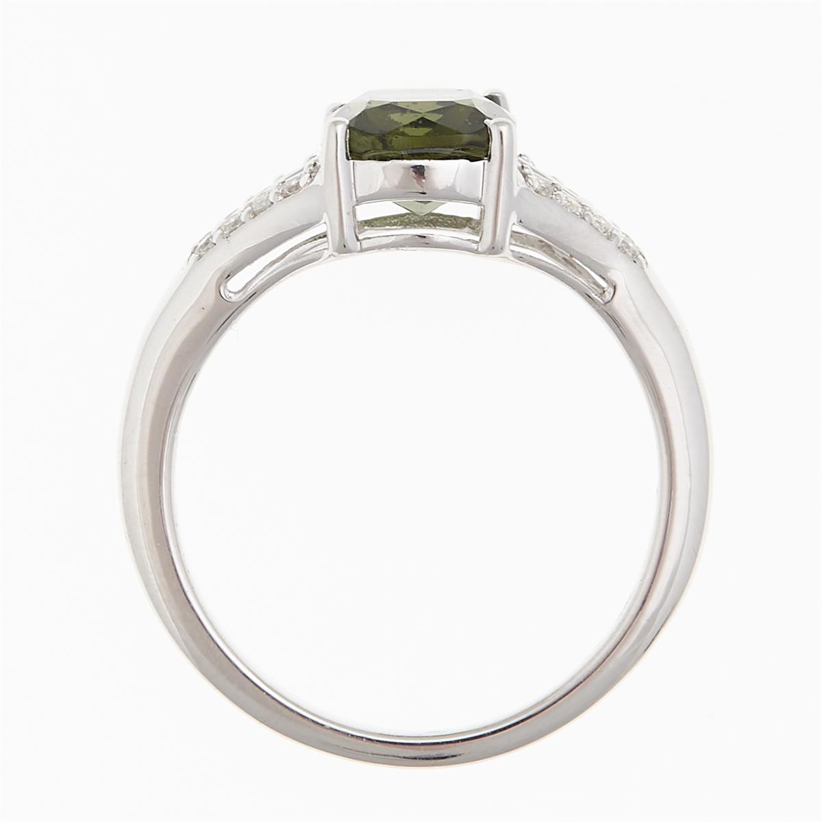 Silver ring with moldavite and zirconia R15