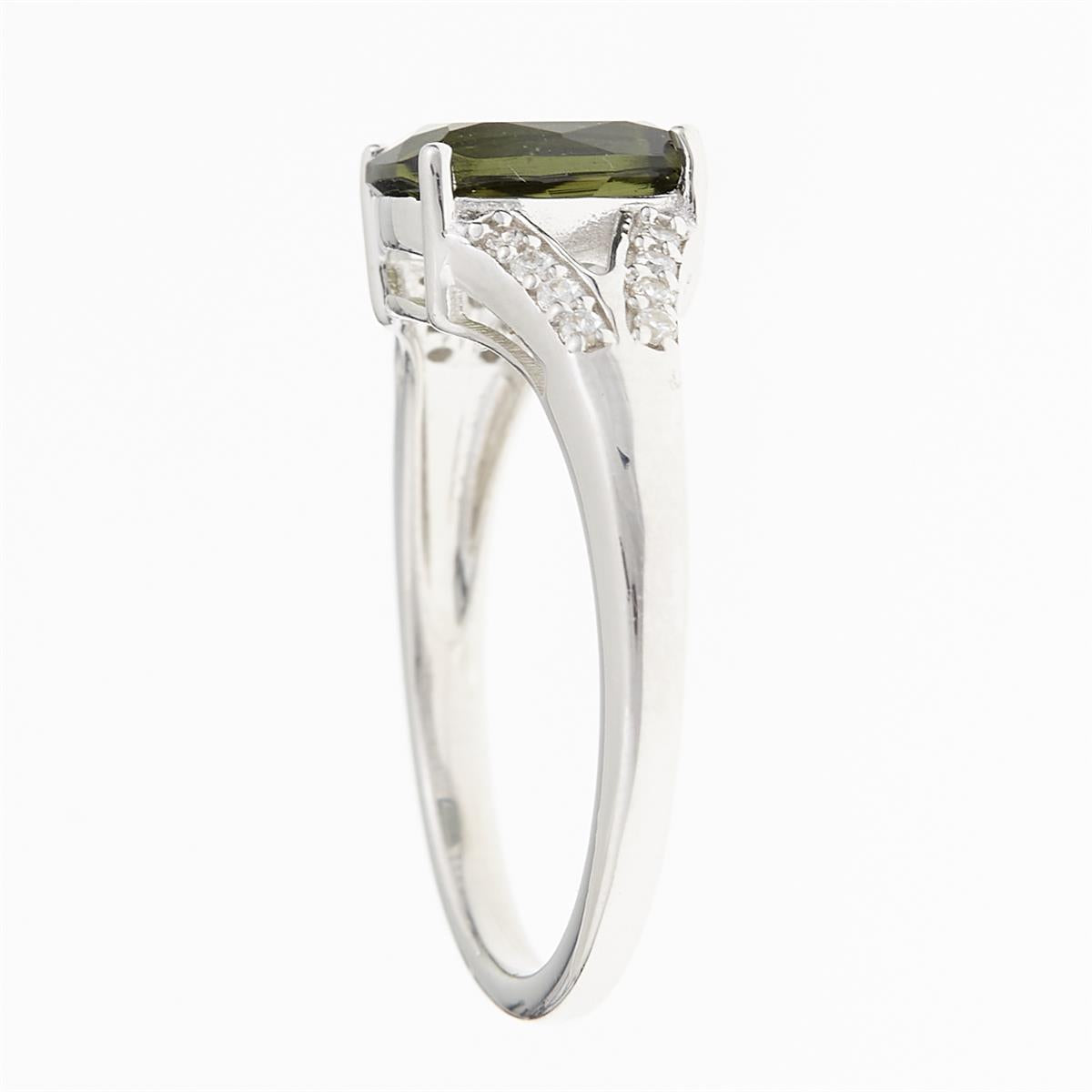 Silver ring with moldavite and zirconia R15