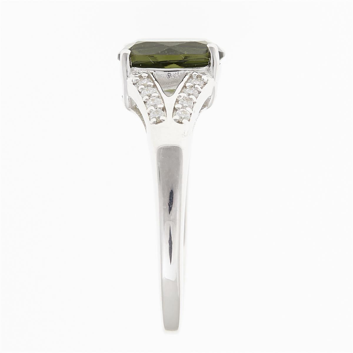 Silver ring with moldavite and zirconia R15