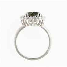 Anello in argento con moldavite e 25 zirconi