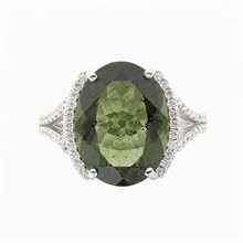 Silver ring with moldavite and zirconia 27