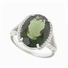 Silver ring with moldavite and zirconia 27