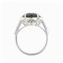 Silver ring with moldavite and zirconia 27