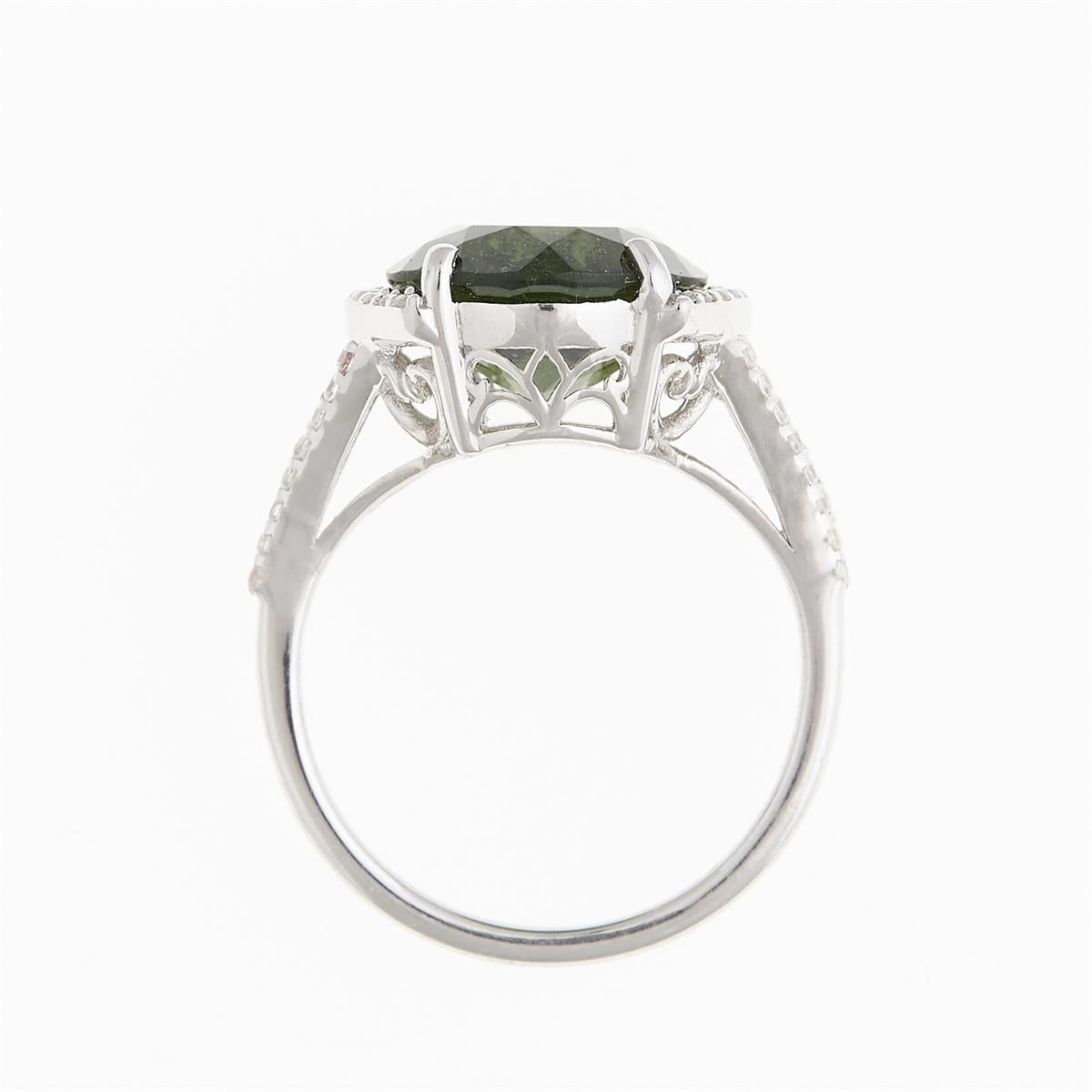Silver ring with moldavite and zirconia 27
