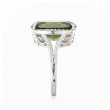 Silver ring with moldavite and zirconia 27