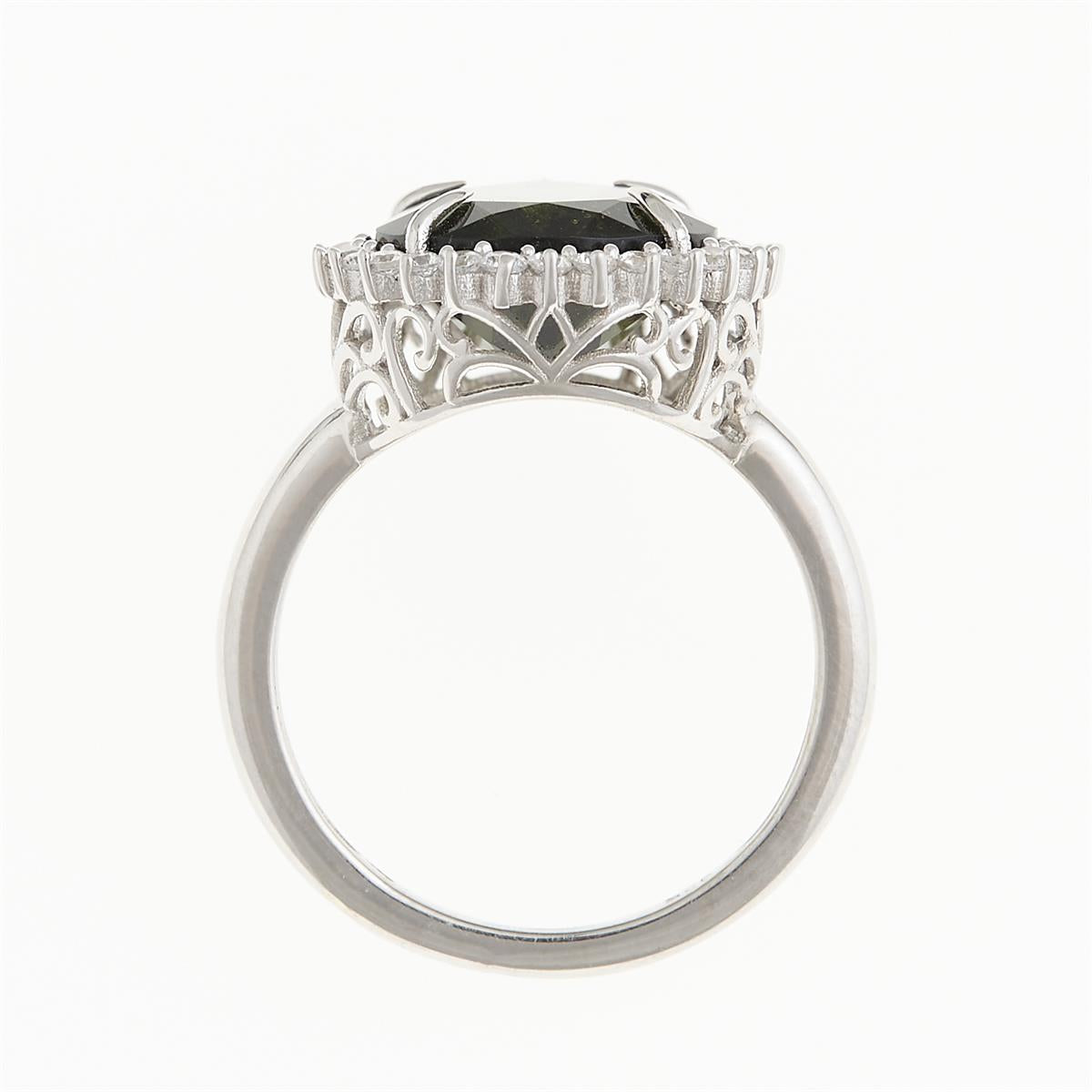 Silver ring mit moldavite and zircons 5