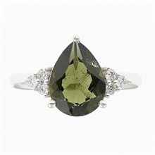 Anello Argento con moldavite e zirconi 6