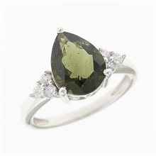 Anello Argento con moldavite e zirconi 6
