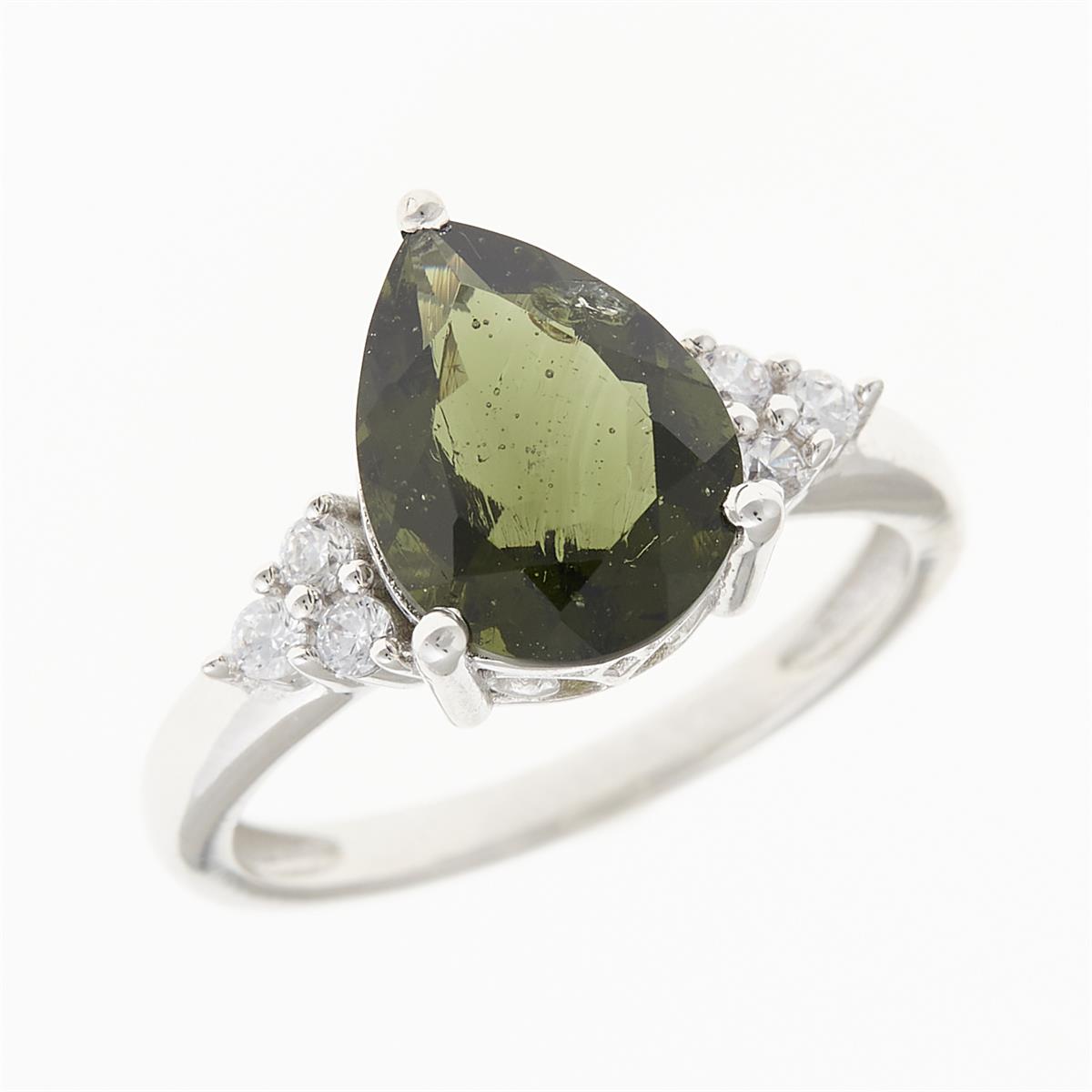 Silver ring mit moldavite and zircons 6