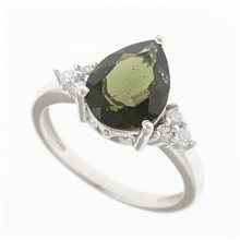 Anello Argento con moldavite e zirconi 6