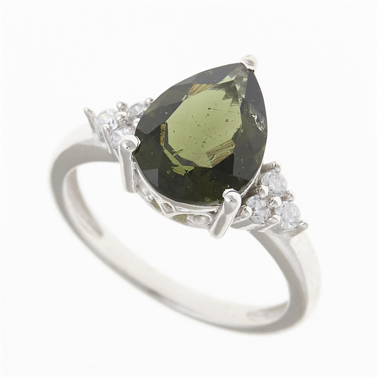 Silver ring mit moldavite and zircons 6