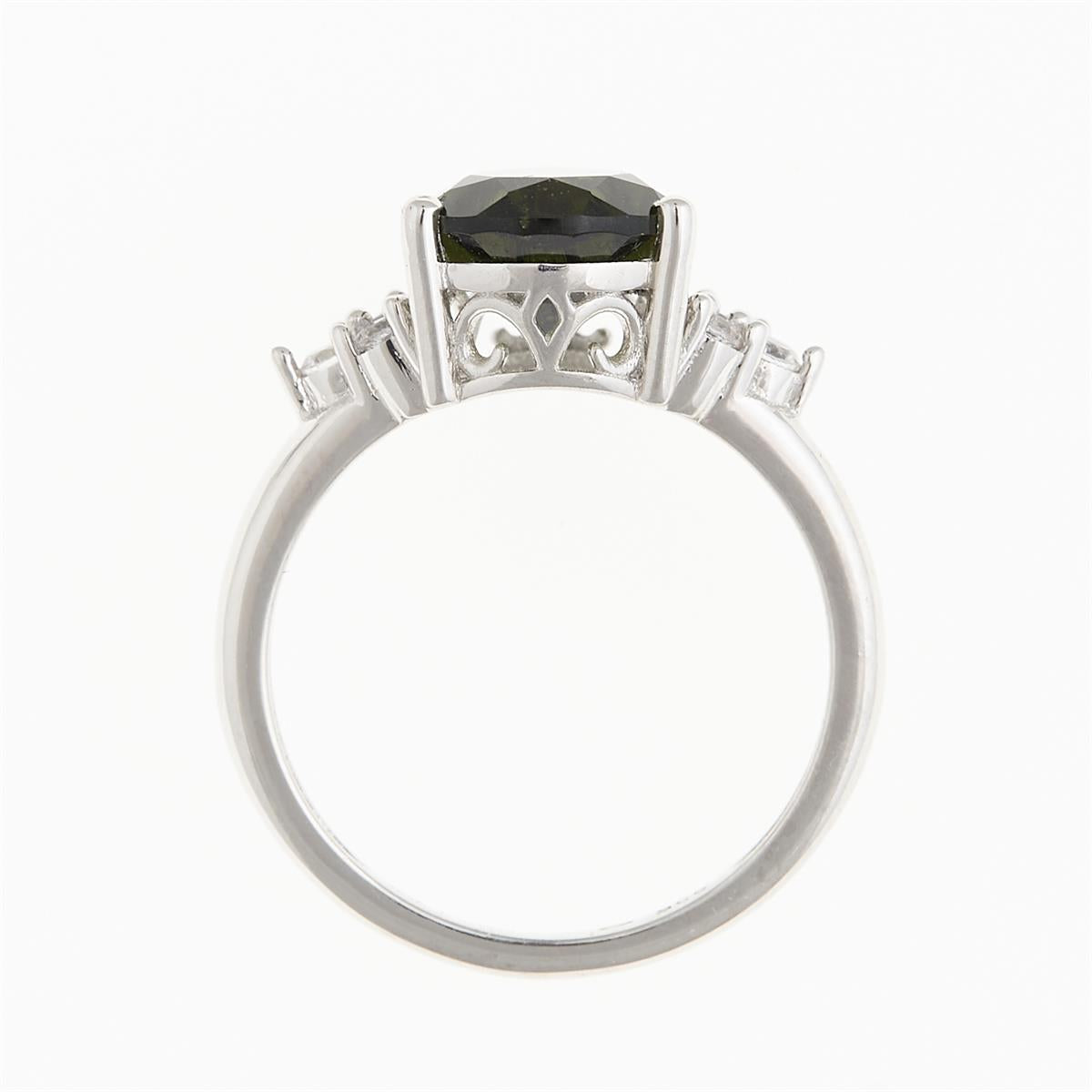 Silver ring mit moldavite and zircons 6