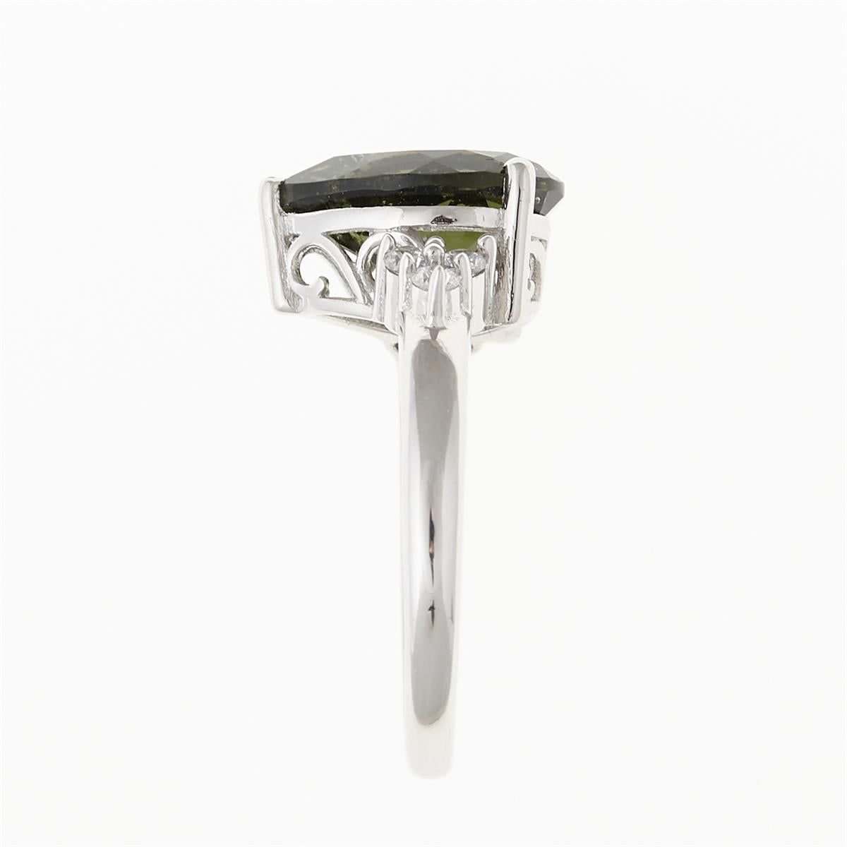 Silver ring mit moldavite and zircons 6