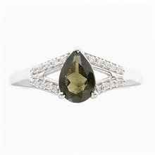 Anello Argento con moldavite e zirconi R8