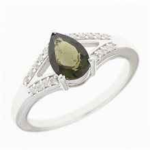 Anello Argento con moldavite e zirconi R8