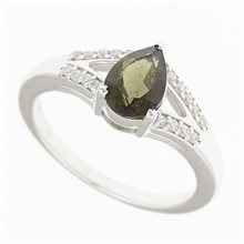 Anello Argento con moldavite e zirconi R8