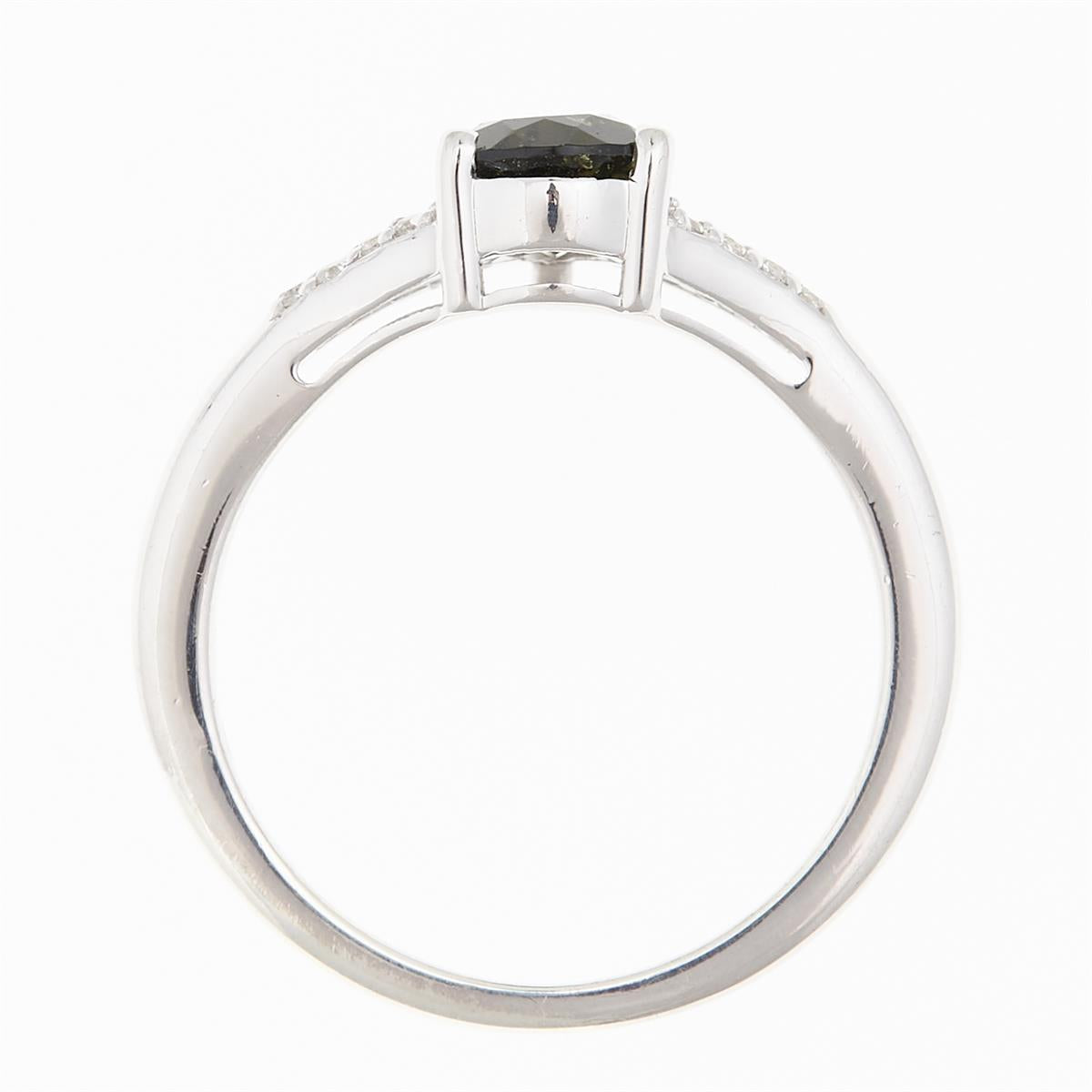 Silver ring mit moldavite and zircons R8
