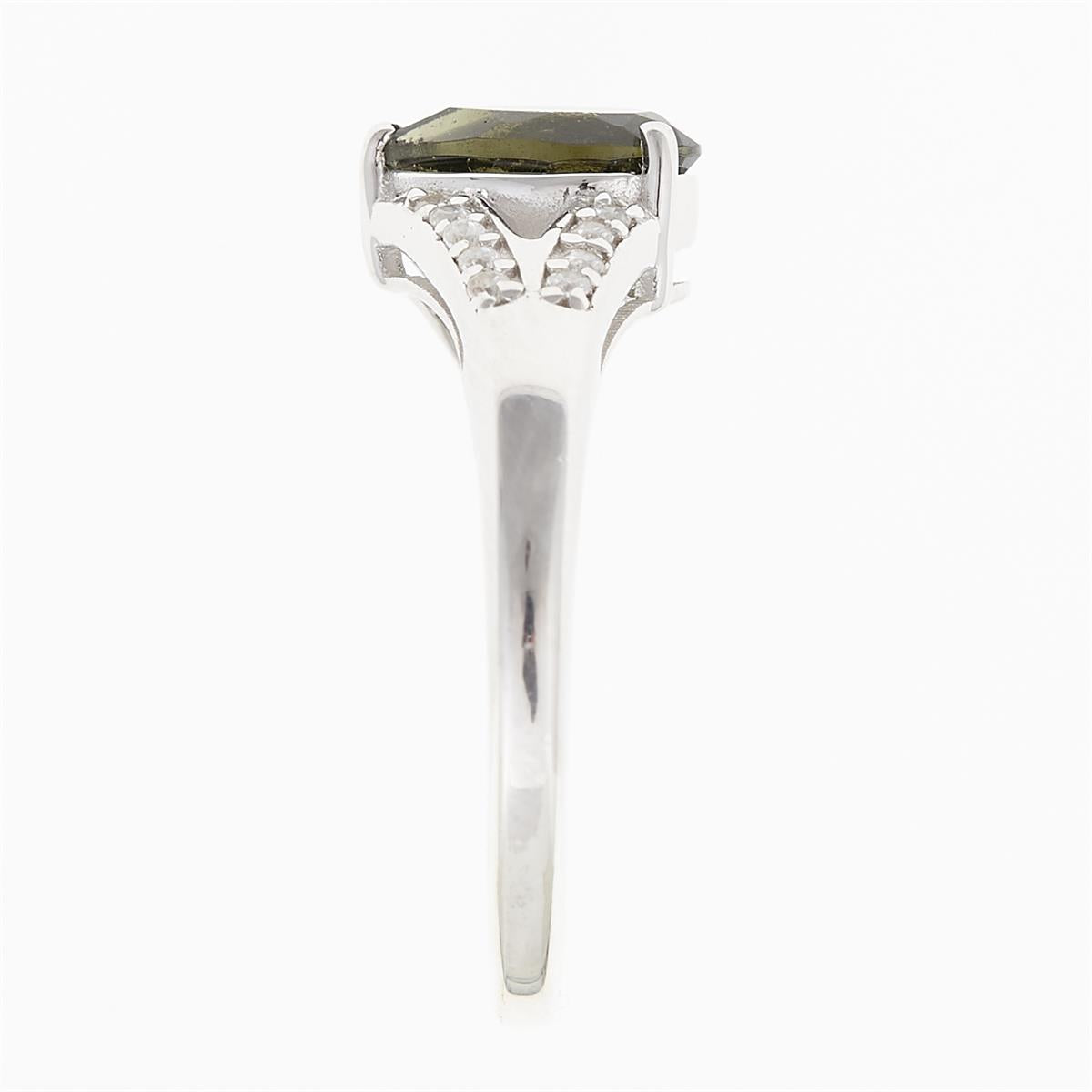 Silver ring mit moldavite and zircons R8