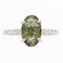 Anello in argento con moldavite e zirconi 982