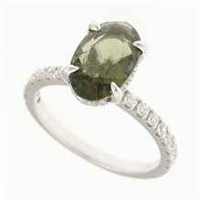 Anello in argento con moldavite e zirconi 982