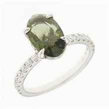 Anello in argento con moldavite e zirconi 982