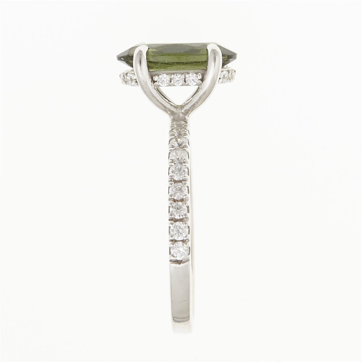Silver ring with moldavite and zirconia 982