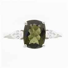 Anello Argento con moldavite e zirconi 983